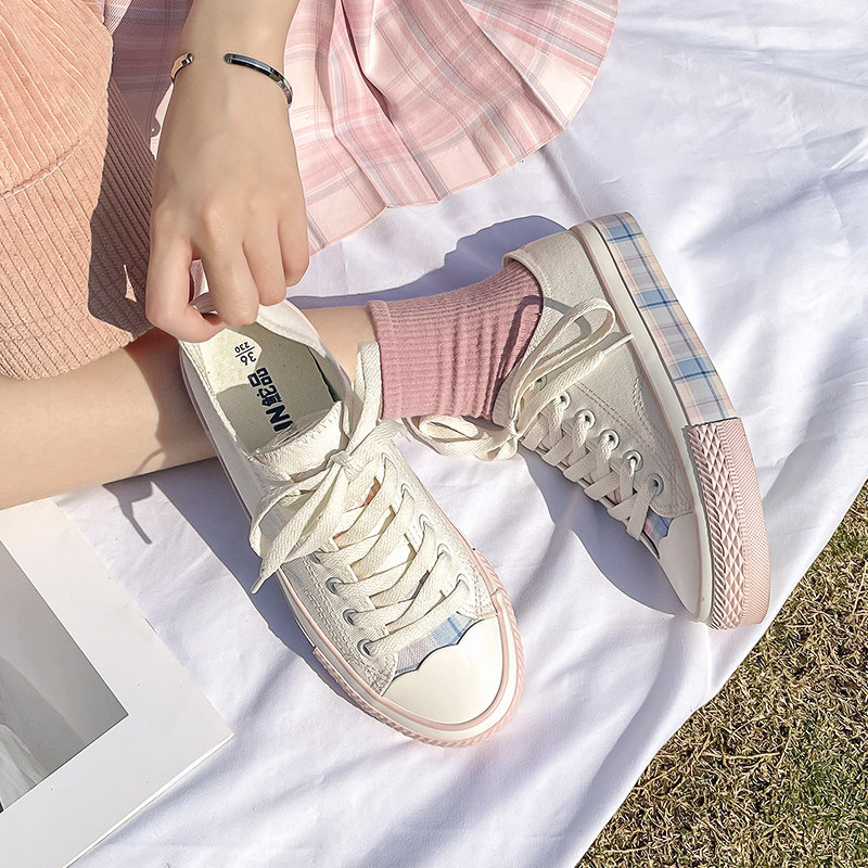 鮀品帆布布鞋夏季薄款2021年新款jk制服仙女帆布鞋