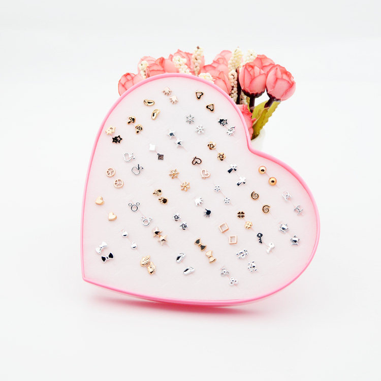 韩国气质简约个性塑料胶耳钉女养耳洞创意小巧一盒装耳环耳饰礼物