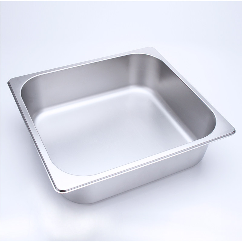 不锈钢正方形方盘布菲炉深盆底盘平底盆带自助餐份数盆