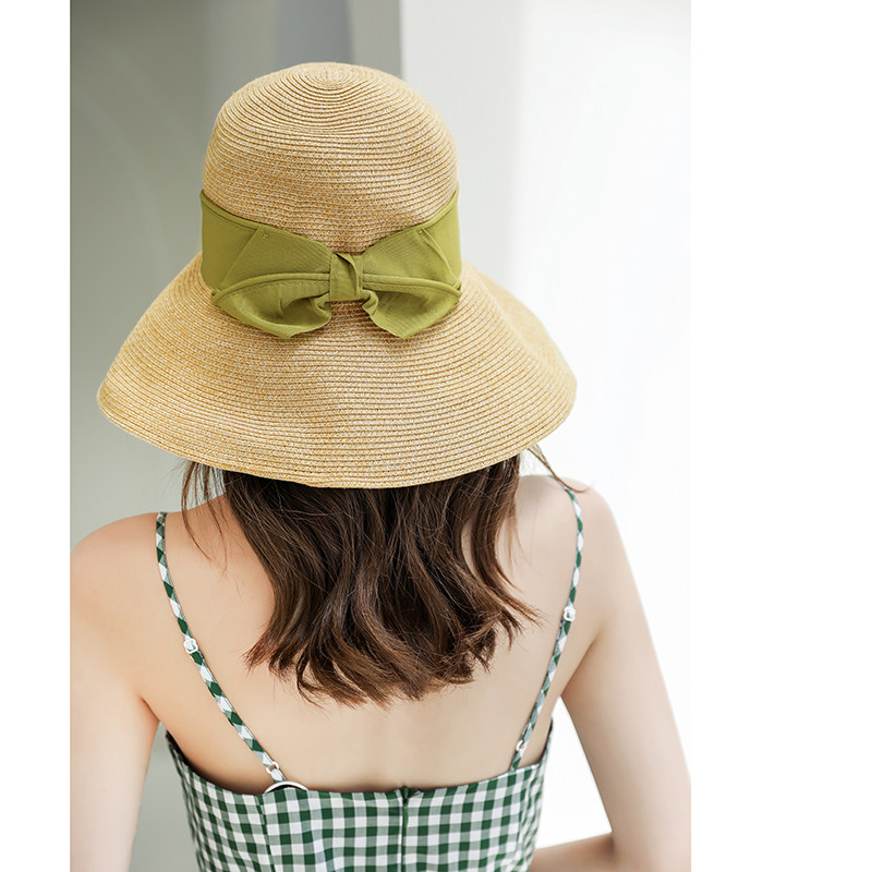草帽法式卷边大檐女夏遮阳百搭气质拉菲拉菲草帽子