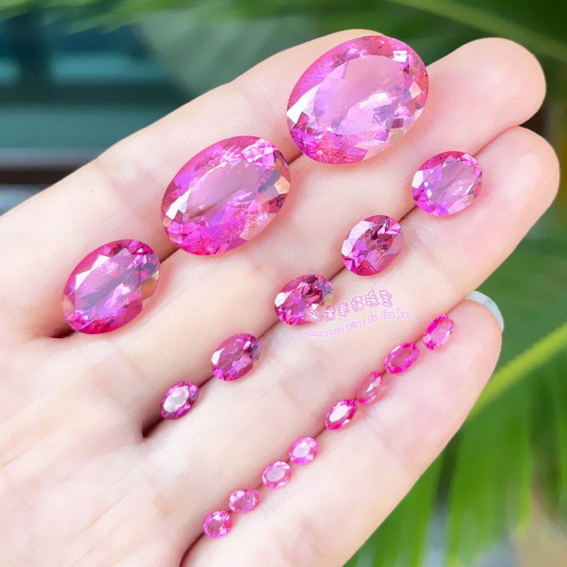 托帕石天然粉色裸石戒面椭圆形4mm-1520mm原石其他