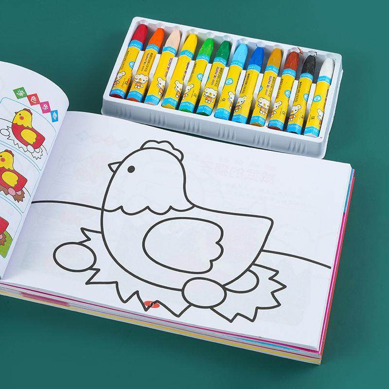 宝宝涂色画画幼儿园儿童入门涂鸦绘画本图画册描红本