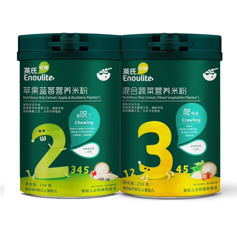 英氏23阶段婴幼儿宝宝辅食米糊胡萝卜苹果草莓香蕉米粉