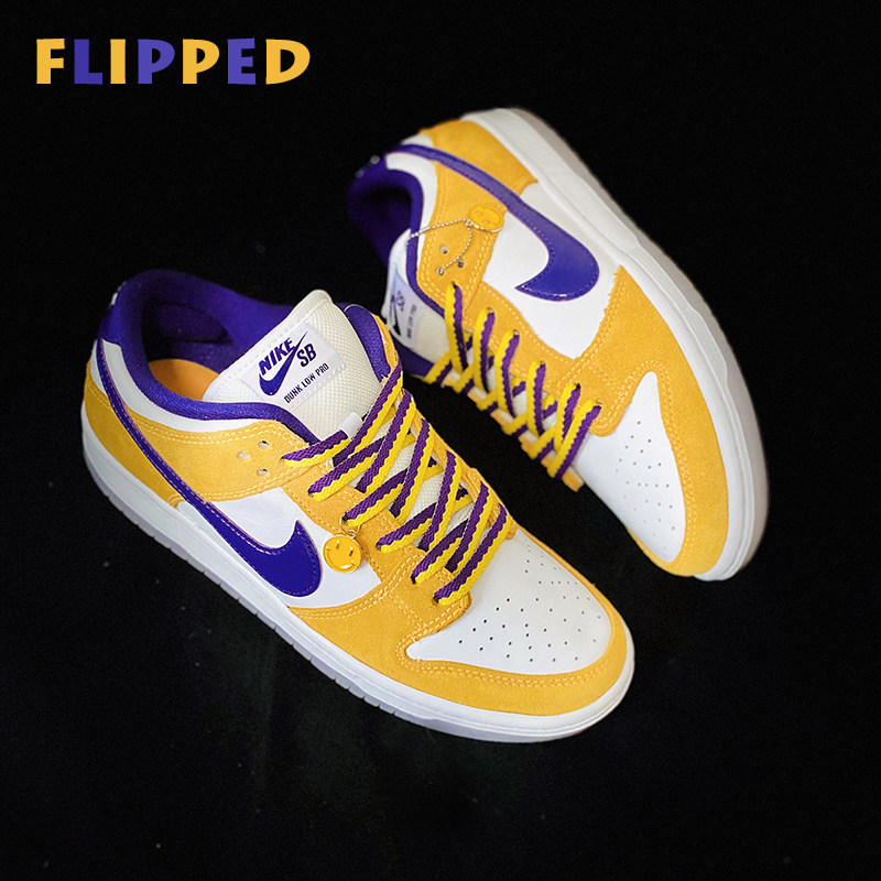 flippedstore原创适配af1aj1解构湖人拼接马卡龙黄紫鞋带
