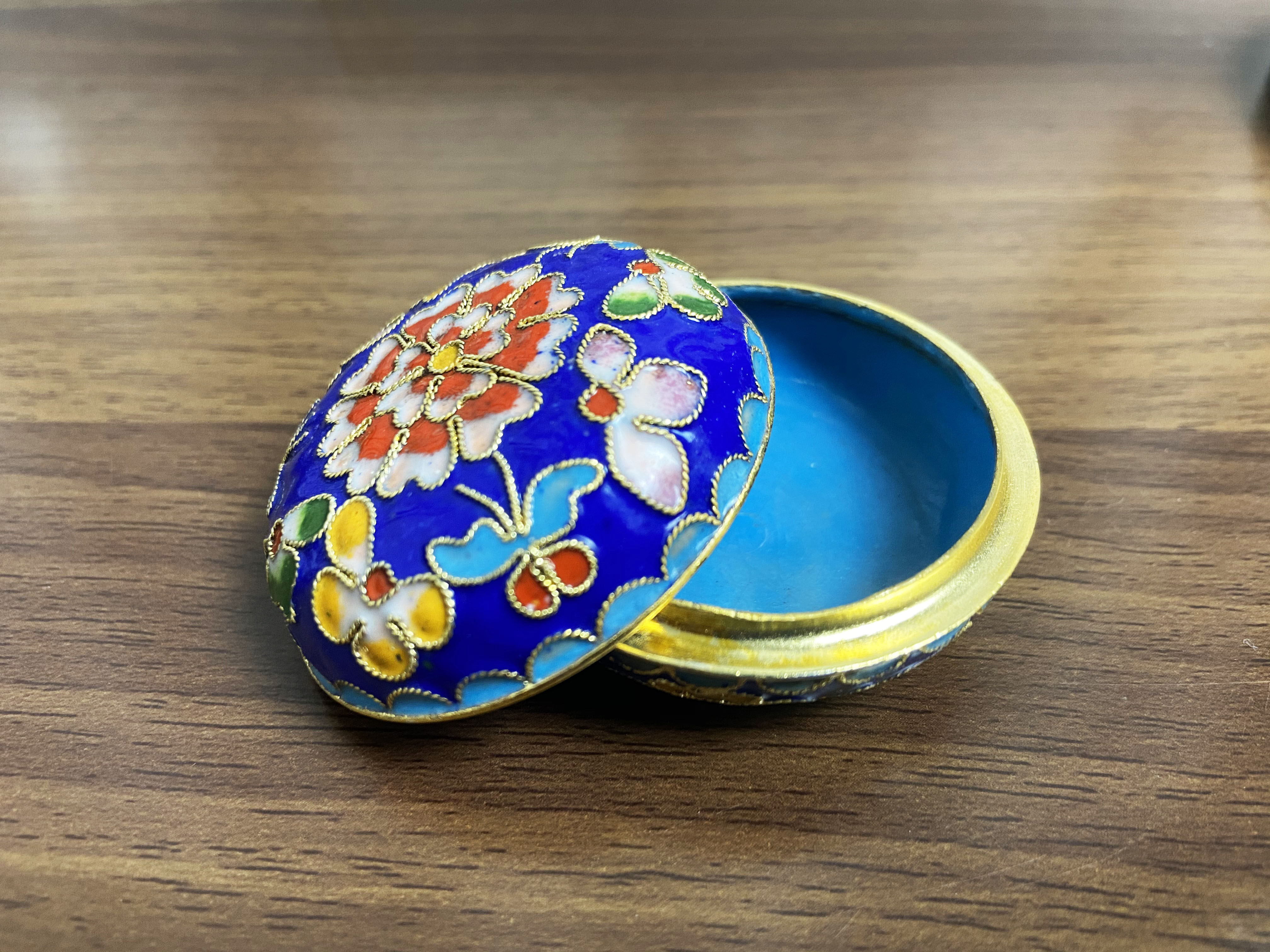 景泰蓝掐丝珐琅镀金小粉粉盒首饰盒工艺品摆件礼品景泰蓝