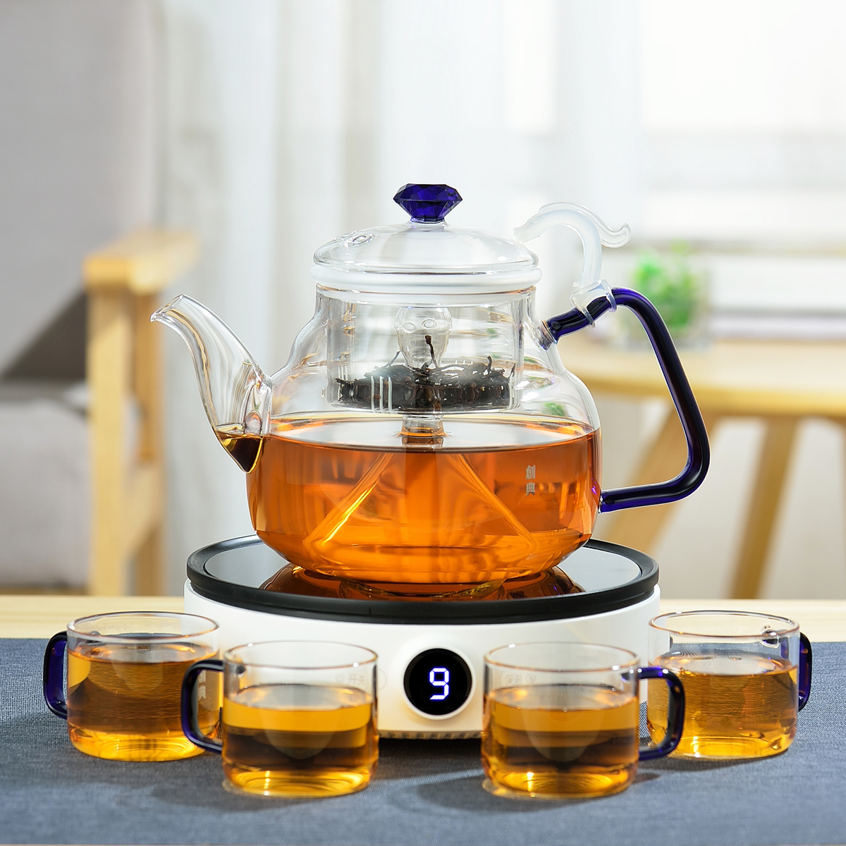 茶壶创典蒸茶玻璃蒸汽煮茶器家用电陶炉茶蒸茶壶