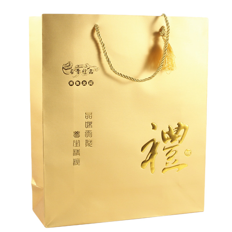 礼品袋金卡纸卡纸金色名贵鱼胶手提袋虫草燕窝通用礼品盒