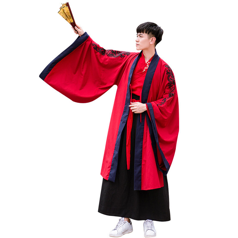 夏季汉服男正版原创红色系古风古装侠客情侣款全套魏晋风公子仙气