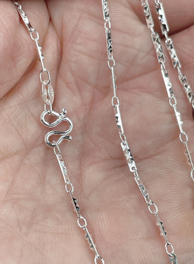 s999足银元宝菠萝交叉瓜子纯银项链