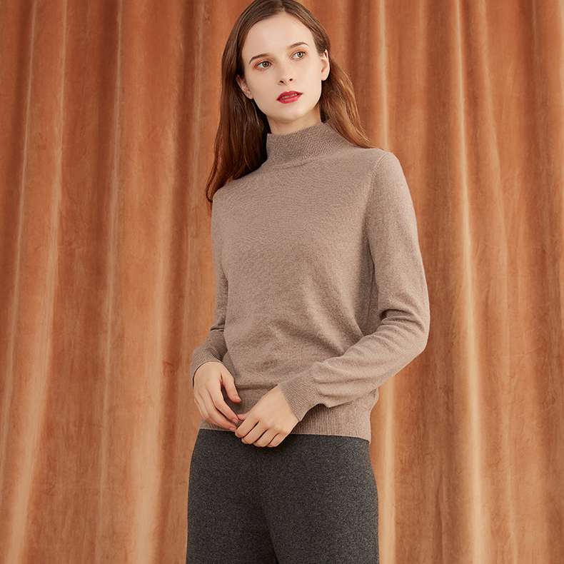 绒登新款秋冬半高高领羊绒衫套头打底衫软纯山毛衣