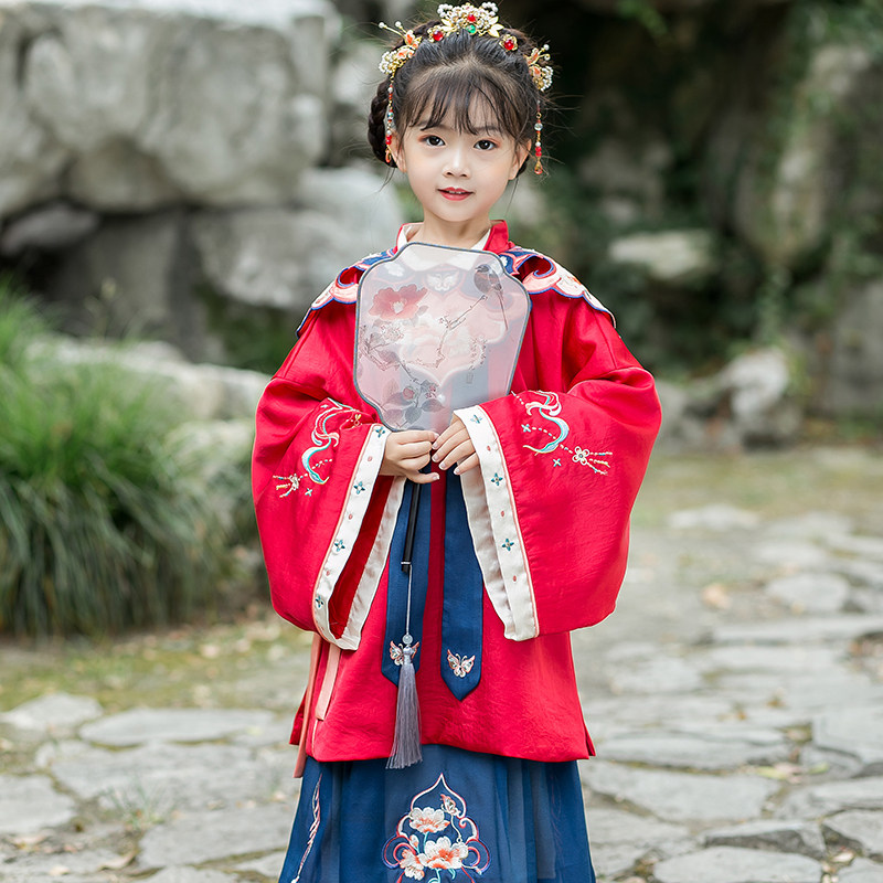 汉服女童秋装小女孩洋气套装儿童中国国风唐装唐装