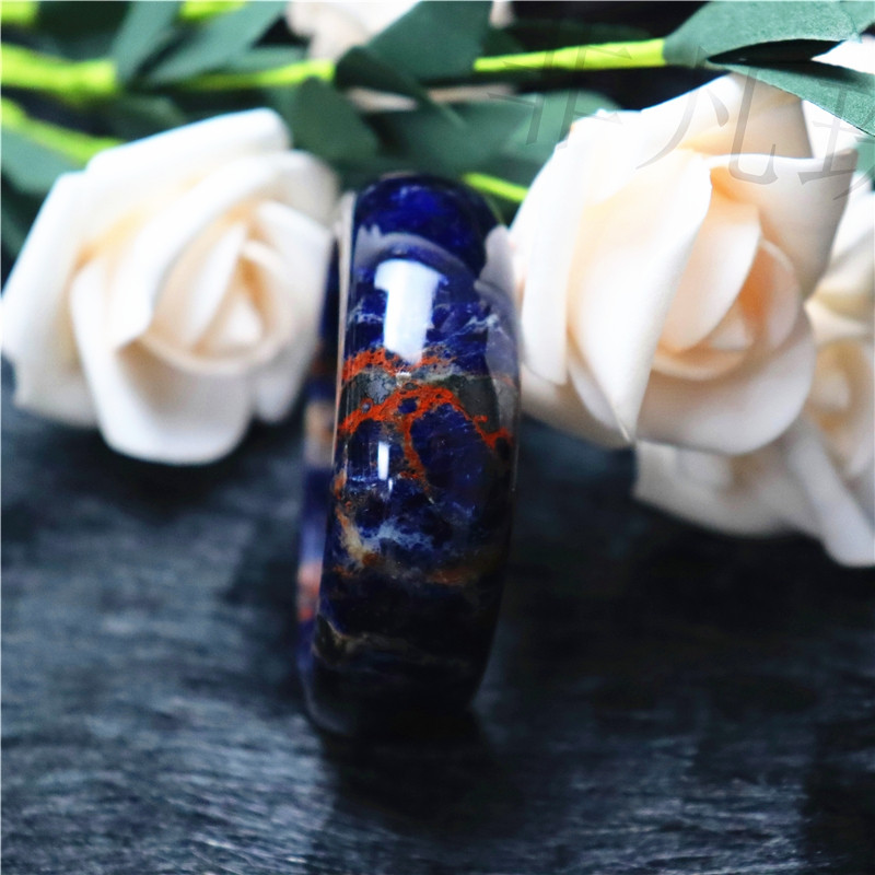 非凡珠宝天然蓝纹玉石宫廷手镯原矿手镯