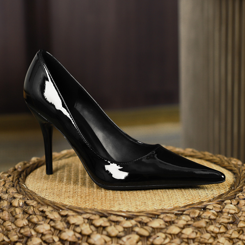 2022春夏新款性感超细高跟鞋11cm漆皮黑色色浅单鞋