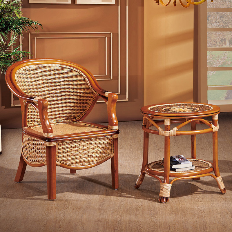 绿欣轩藤椅茶几三件件套桌椅组合阳台藤制休闲椅桌椅套件