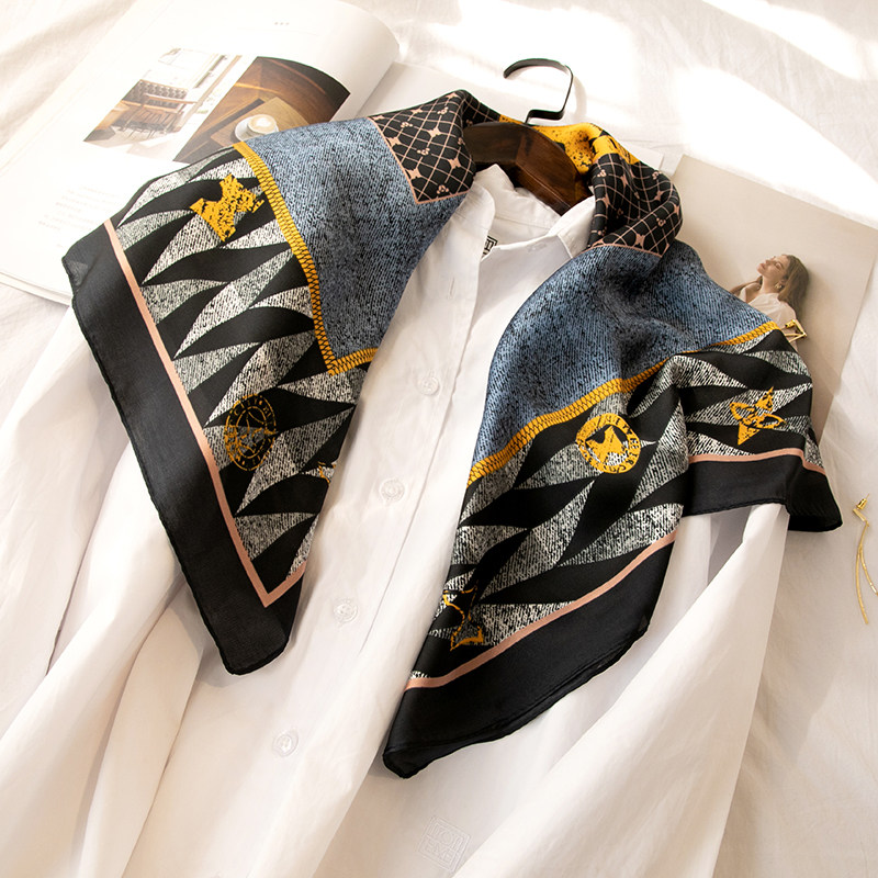 牛仔丝巾围巾情侣纱巾春款百搭真丝仿真丝滑围巾