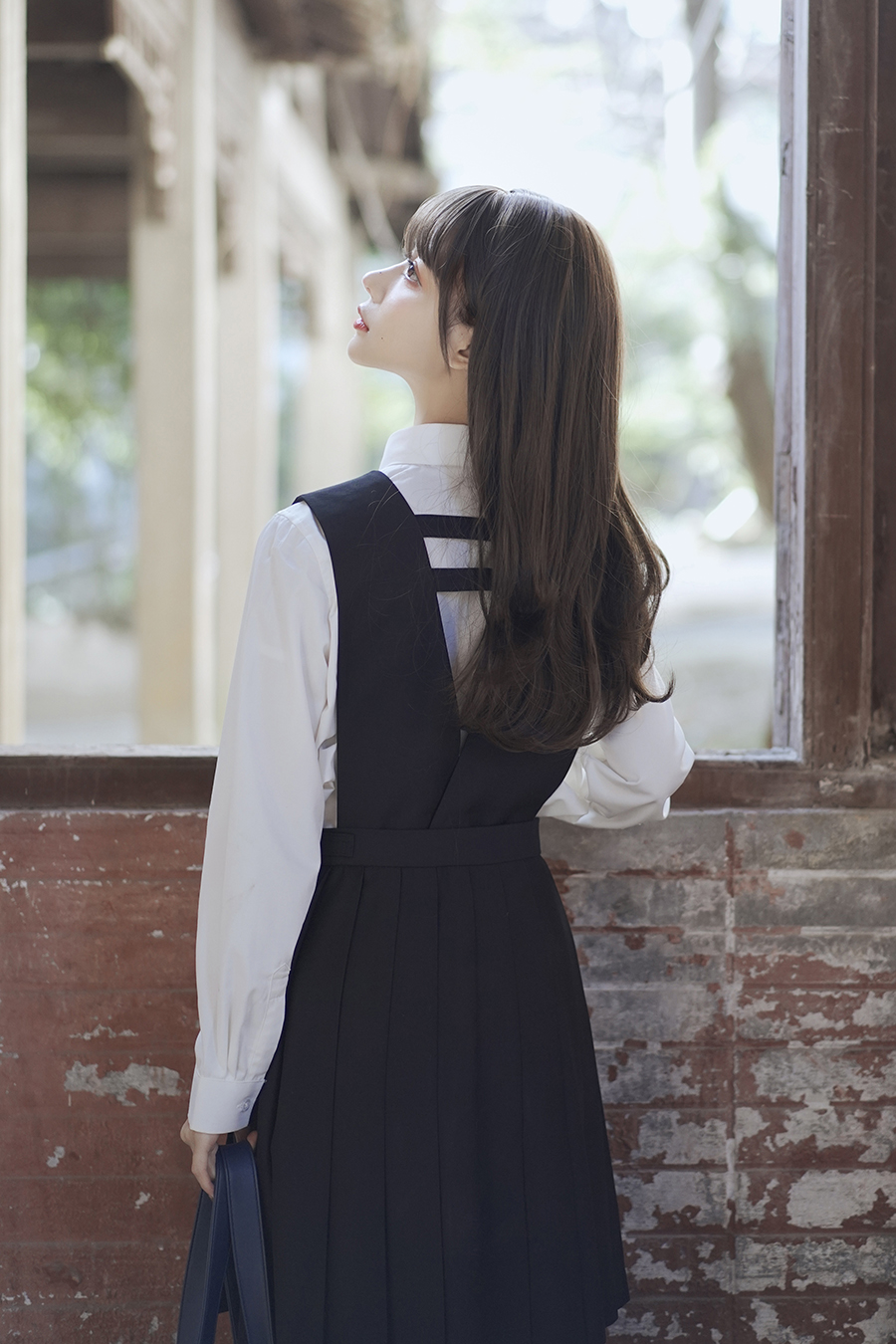 学生百褶背心裙显护奶日系羽毛正版制服jk学生校服