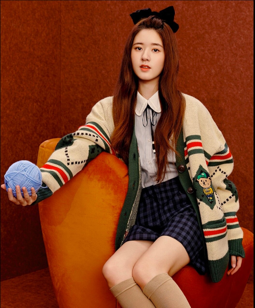 赵露思小熊外套开衫毛衣针织刺绣新款秋冬2021毛衣