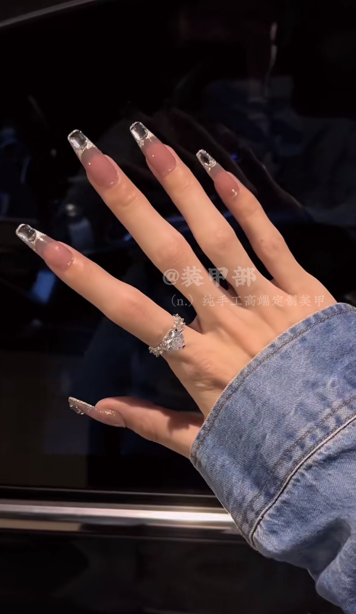 网红爆款梯形穿戴甲美美甲成品拆卸冰透裸色穿戴甲