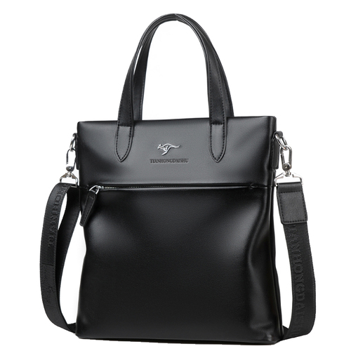 新款袋鼠男包牛皮单肩斜挎包竖款