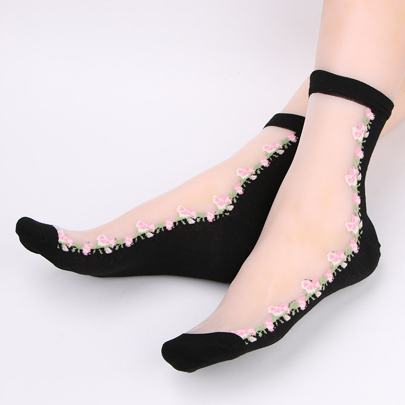 女士玻璃丝袜日系水晶透明短袜袜子短袜