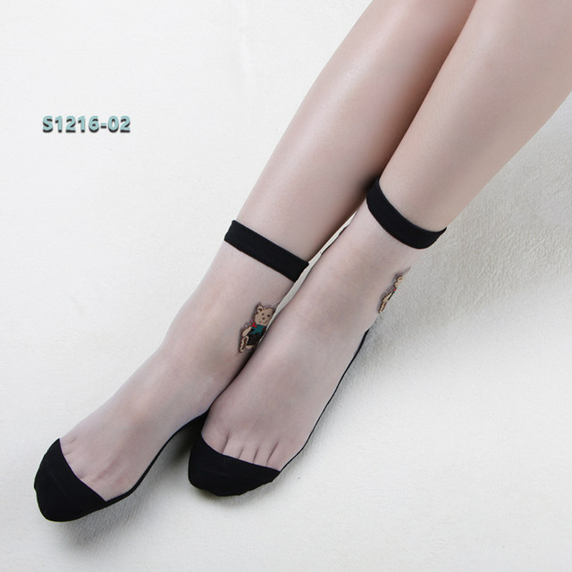 Korea transparent glass stockings children crystal ice silk socks Japanese cartoon small bear cotton bottom breathable anti-skid medium stockings Korea transparent glass stockings children crystal ice silk socks Japanese cartoon small bear cotton bottom breathable anti-skid medium stockings
