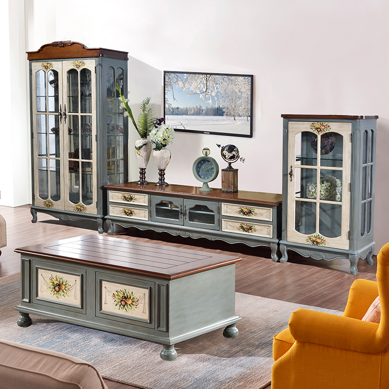 电视柜美式实木客厅复古整装欧式地中海经济小户电视柜