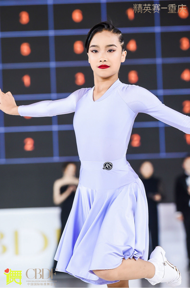 赛服as爱尚舞新款女童拉丁舞专业标准规定分体量身拉丁舞练习套装