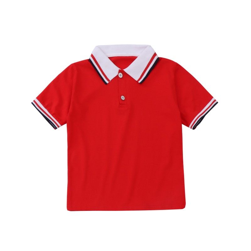 上衣儿童班服恤衫红色短袖小学生校服夏装衬衫t恤