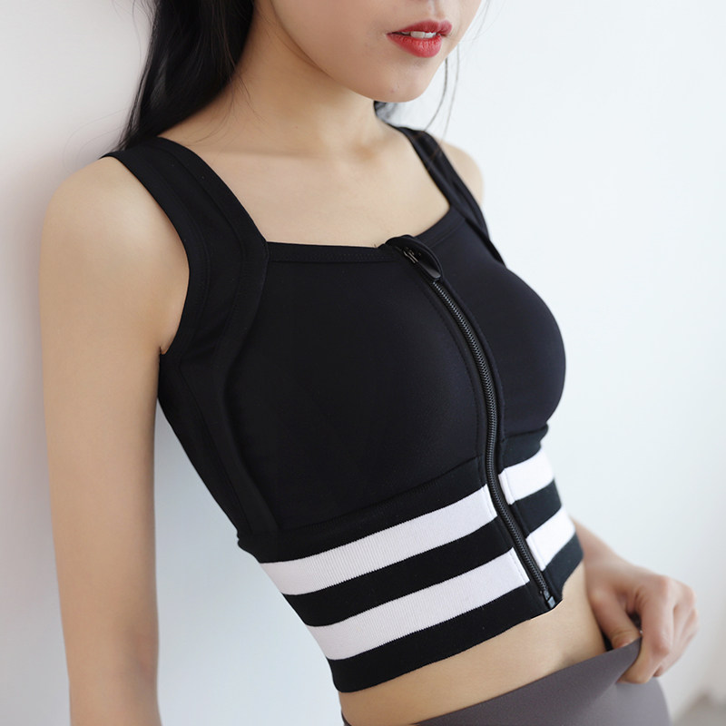 网红外穿性感瑜伽胸垫背心健身bra运动文胸内衣女防震聚拢收副乳