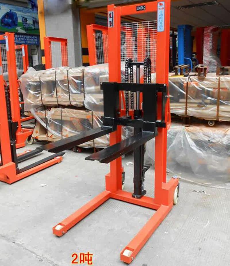 手动叉车堆高车液压车装卸车升高车1/1.5/2/3吨1.6/2/2.5/3米脚踩