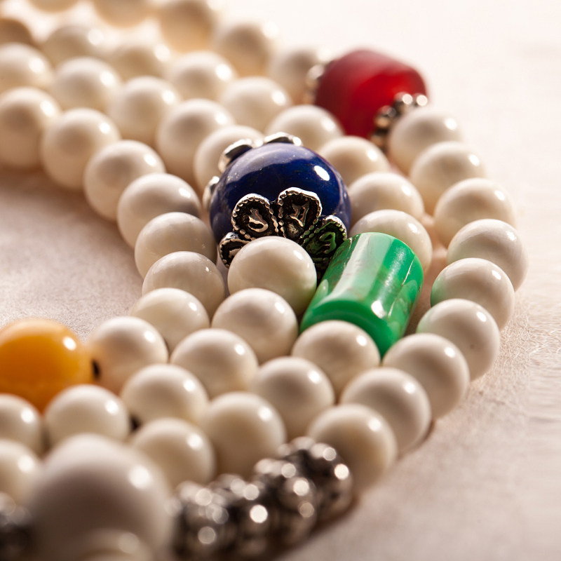 观照 佛家七宝 原创佛珠 108白贝手链 多层手串念珠 优雅 气质 女