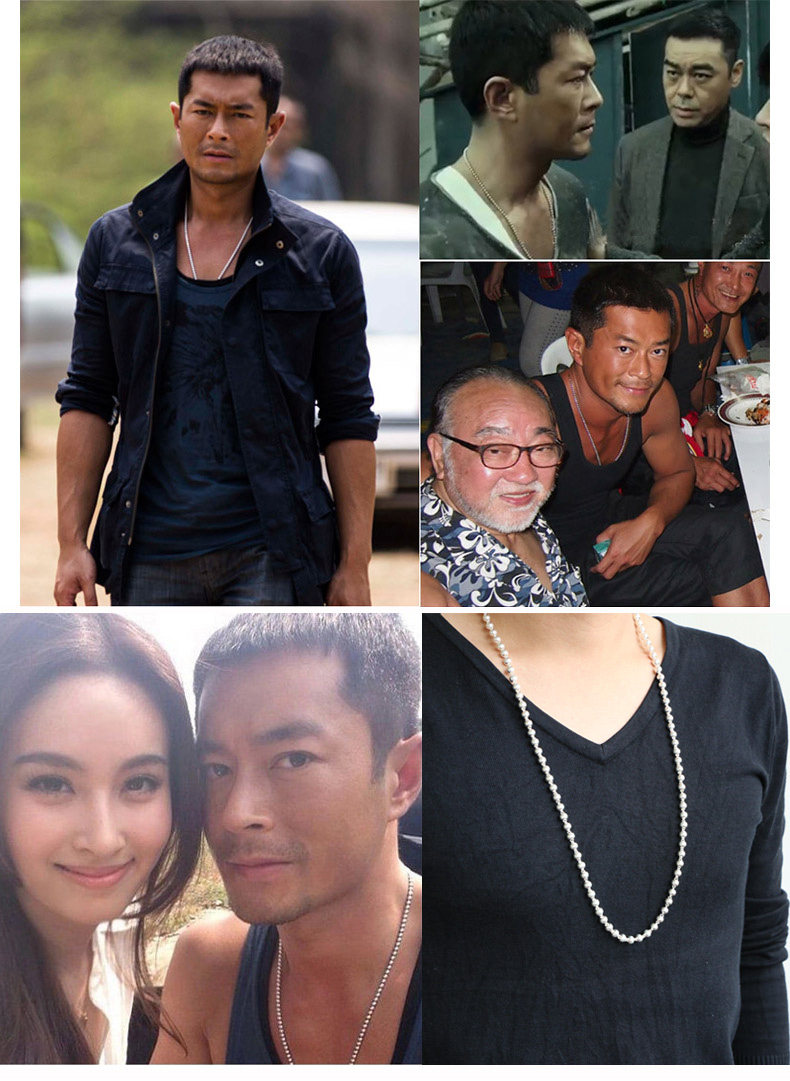 佛珠银项链99纯银项链银吊坠男士女款情侣长款毛衣链圆珠银链子