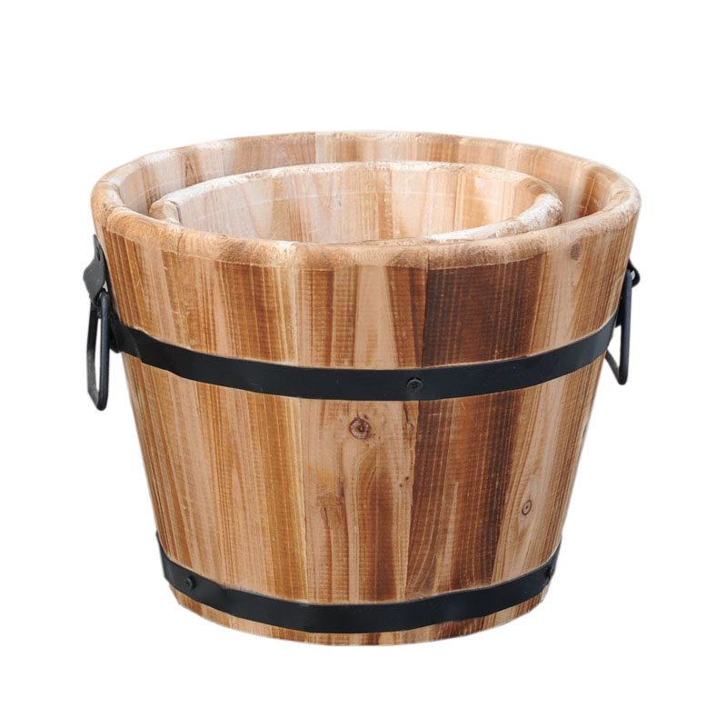 防腐木花桶吊桶木桶水桶提桶阳台花架摆件杂物花盆