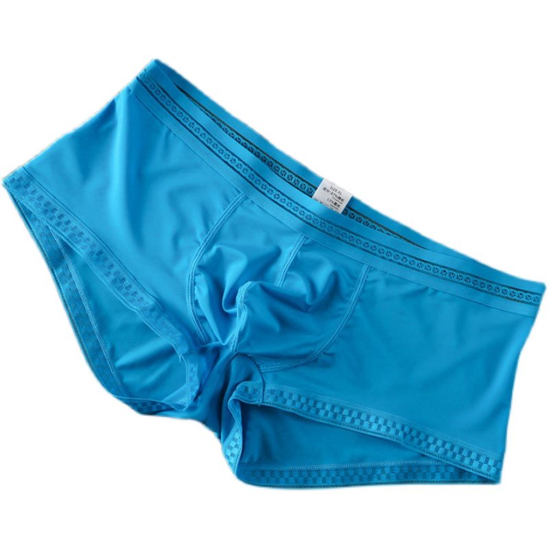 男士冰丝小平角中低腰超薄半透明青年纯色性感男平角内裤