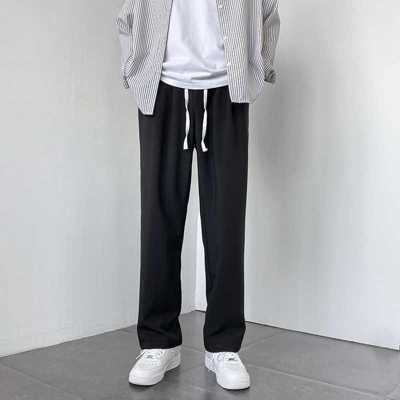 春季新款韩版潮流垂感西装裤男直筒宽松拖地裤休闲裤西裤男生长裤