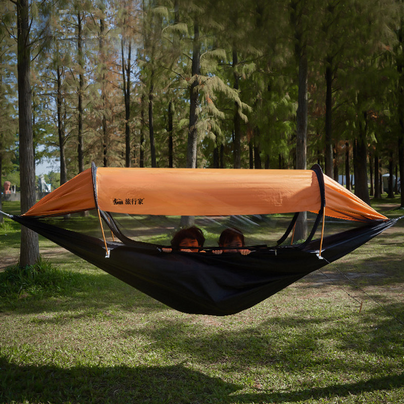 吊床户外外带蚊帐防晒遮阳防侧双人野外露营吊床