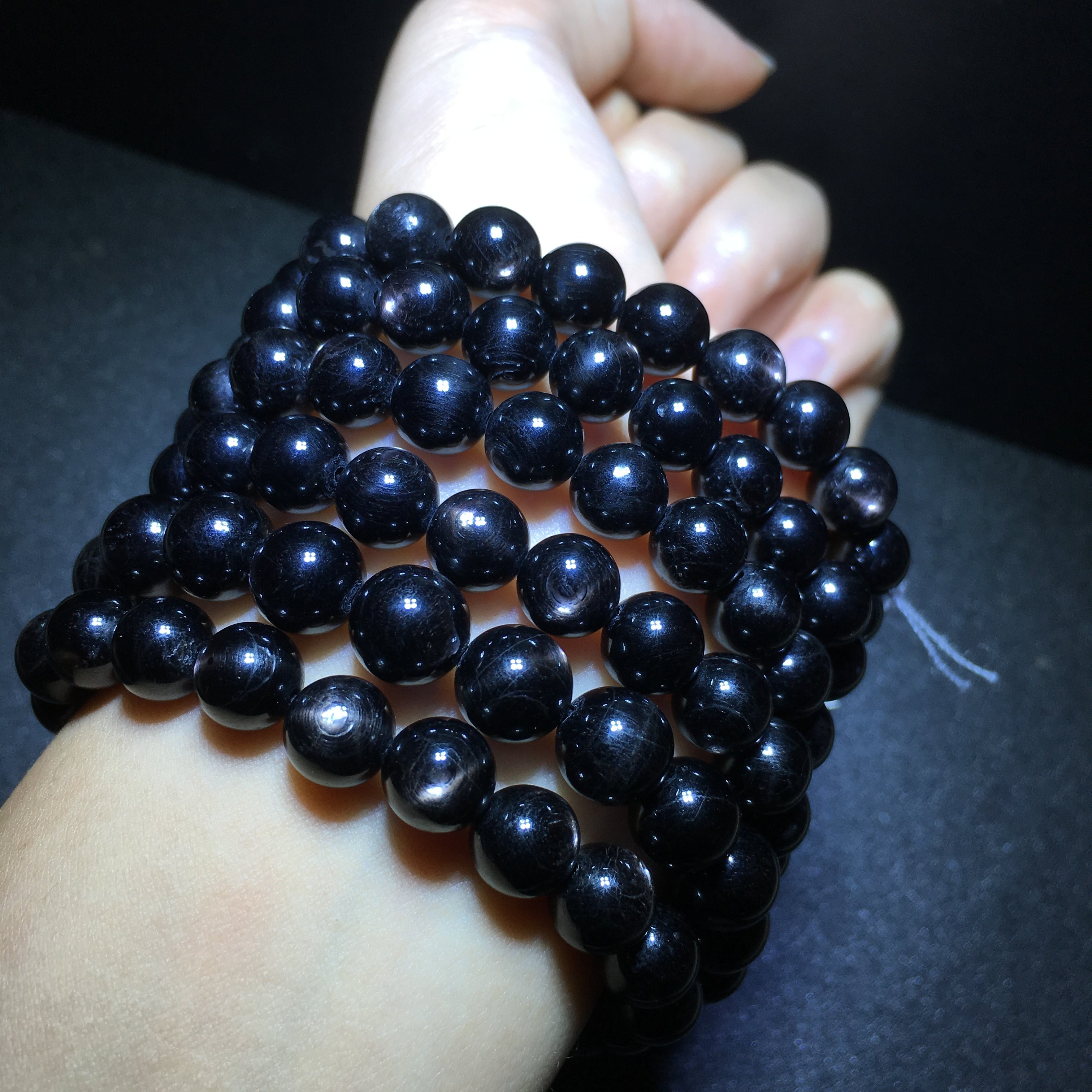 纯天然黑银线手链紫苏辉石金运石又称顽火辉石金银线银矿手串辟邪