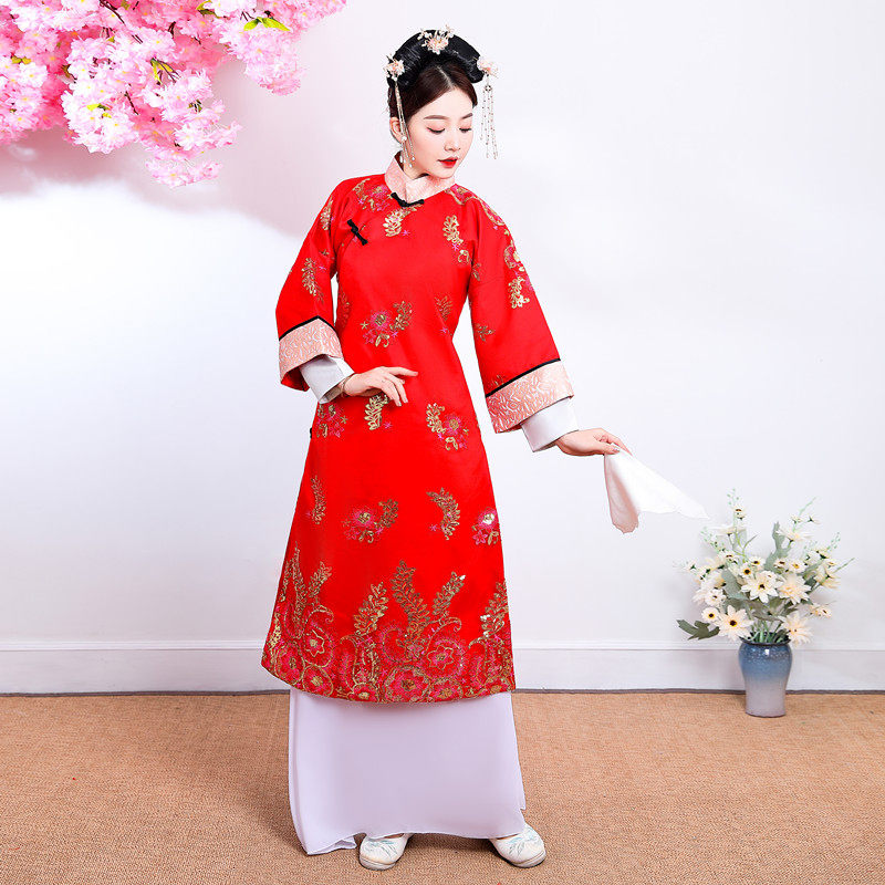 清朝服装延禧攻略略同款女古装佘诗曼娴妃绣花民族服装