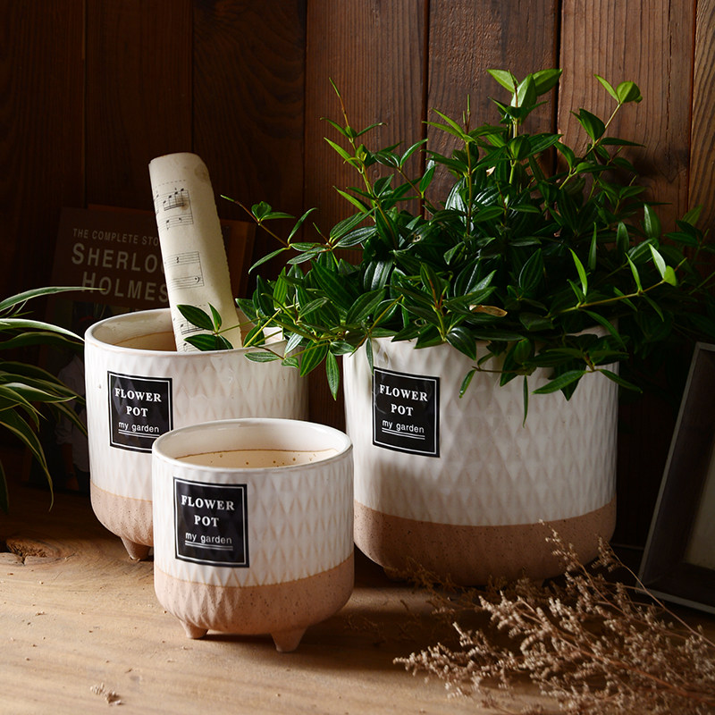 花盆北欧陶瓷创意个性高款直大号中号现代简约多肉绿植花盆