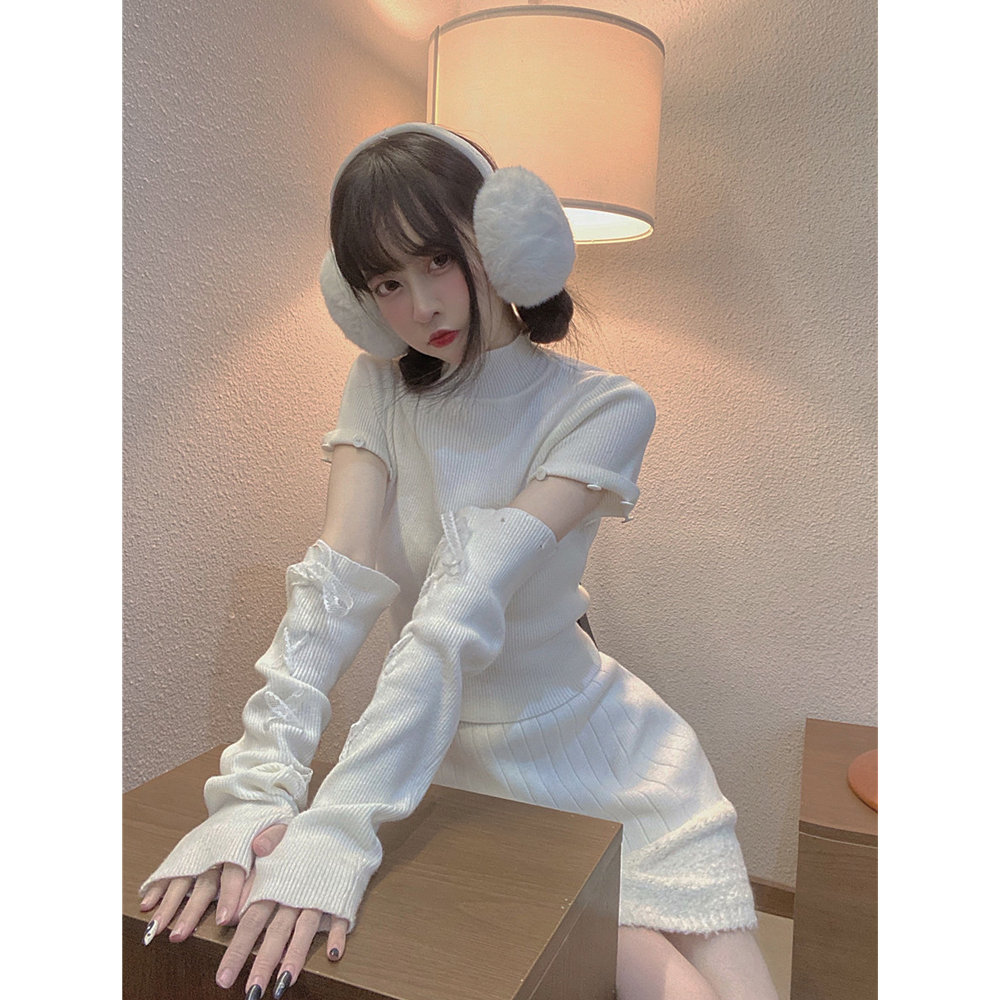 THETURE 暗黑天使袖套毛衣针织打底衫女内搭秋冬季设计感小众上衣