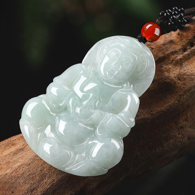 天然缅甸翡翠玉观音佛像平安吊坠男女时尚饰品朋友项坠