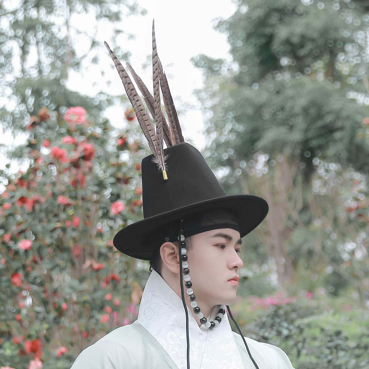 乌衣巷大帽明制首复原汉服配饰手工帽子珠链翎羽汉服定制