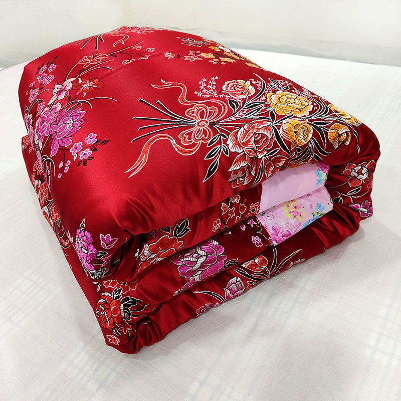 包边乡村龙凤纯棉传统绸缎丝绸老式被子花被被子