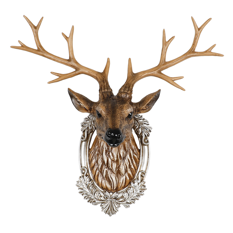 北欧招财鹿头装饰壁挂客厅玄关电视背景墙挂饰动物发财鹿挂件