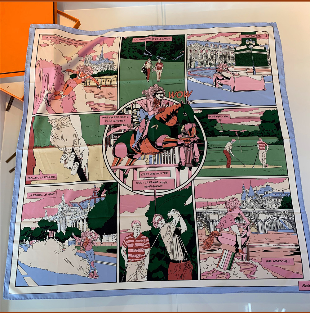 WOW！H家高级感抹胸丝巾女90x90cm大方巾法式复古职业装围巾披肩