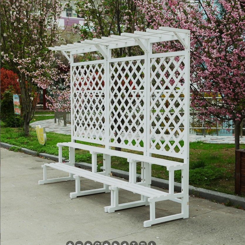 阶梯式爬藤藤架室内白色实木花架花园庭院装饰花架