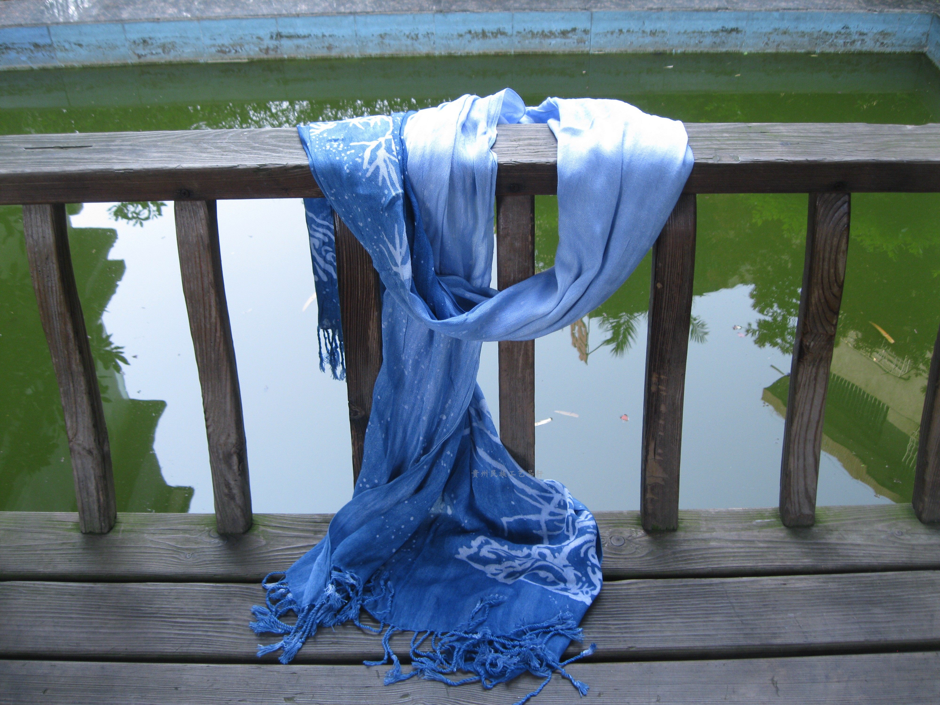 贵州蜡染扎染围巾民族风纯手工长春秋百搭纯棉苗族蜡染