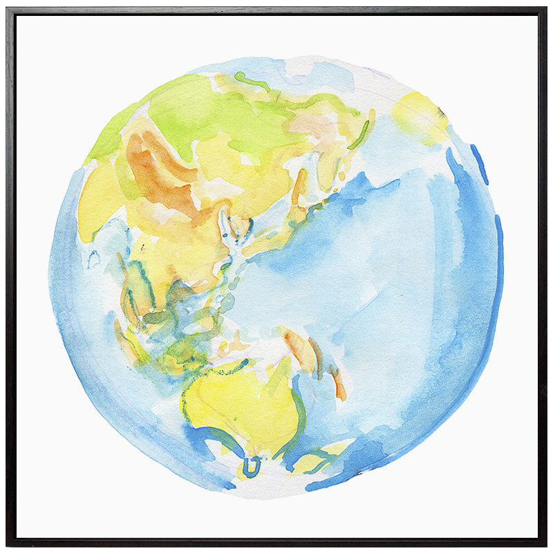 创意地球装饰画客厅三联抽象挂画餐厅壁画卧室现代装饰画