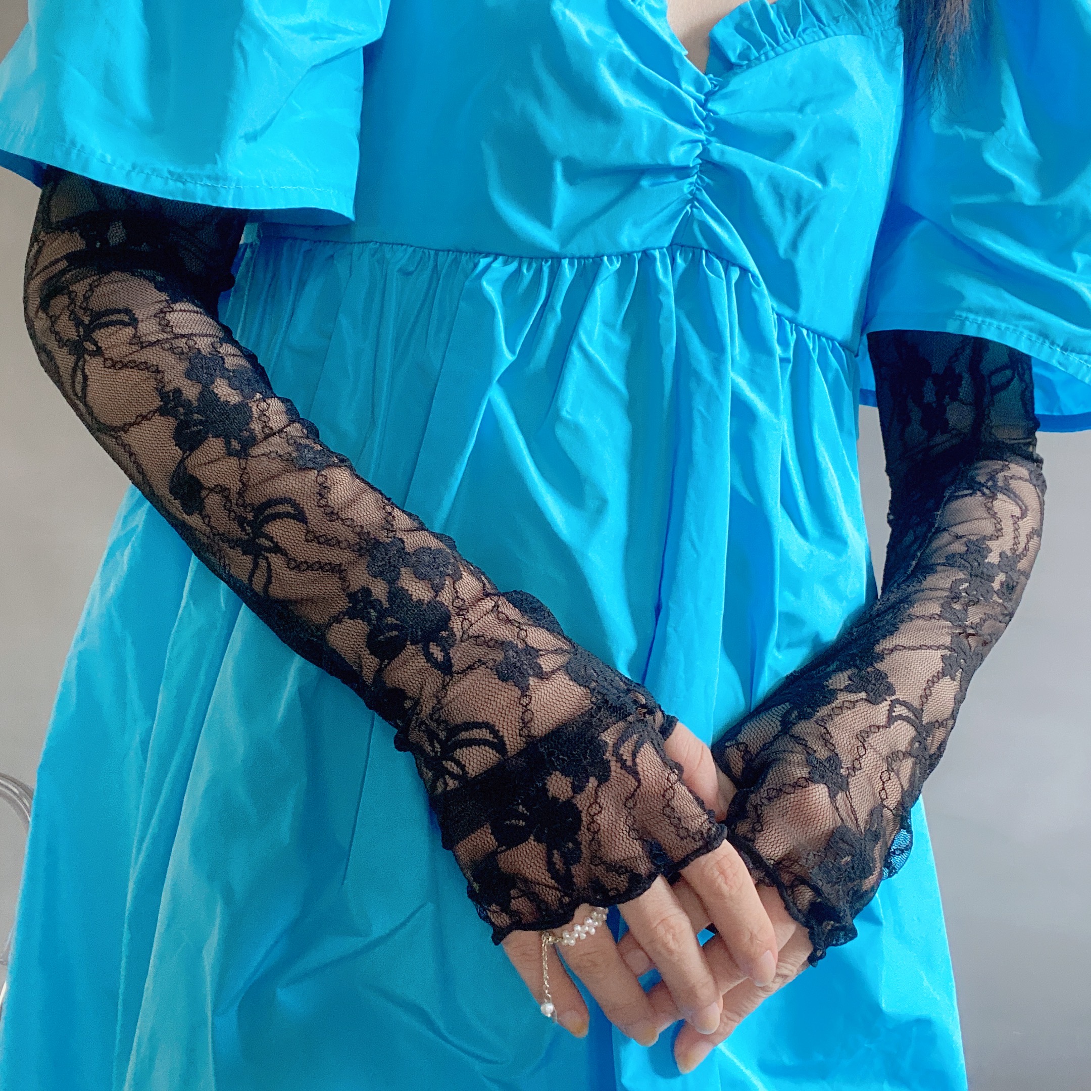 蕾丝袖套夏季防晒手袖冰袖开车护臂冰丝手臂手套