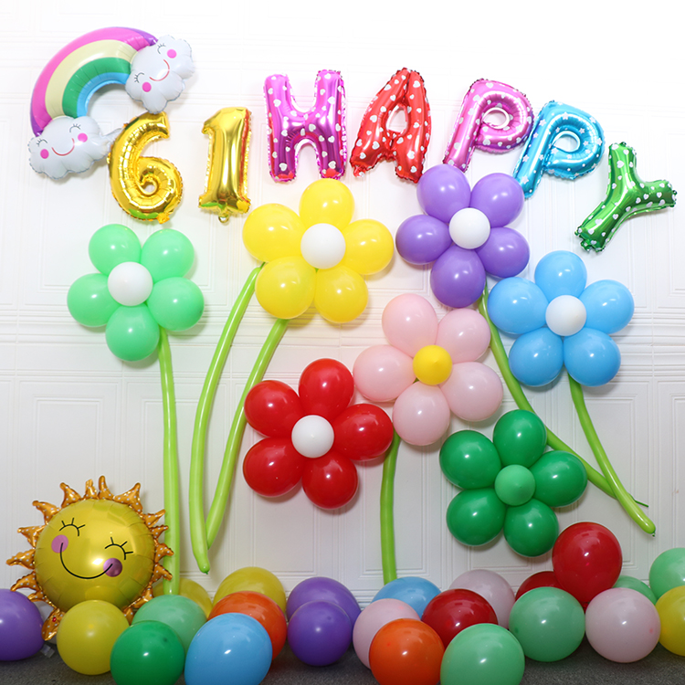布置六一儿童节教室装饰幼儿园场景气球拱门立柱背景墙气球